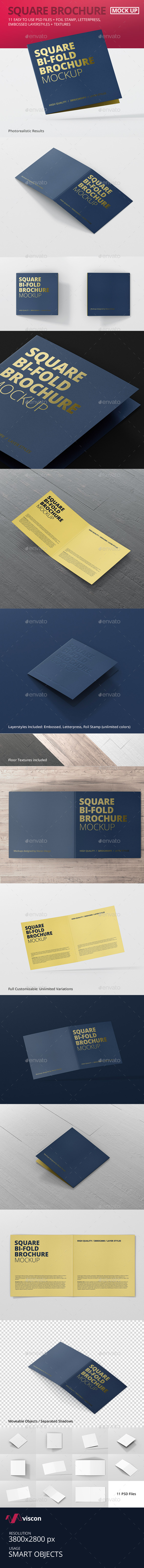 Square Bi-Fold Brochure Mock-Up - Brochures Print