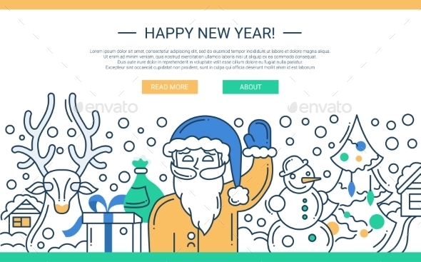 Christmas Line Flat Design Illustration - Christmas Seasons/Holidays