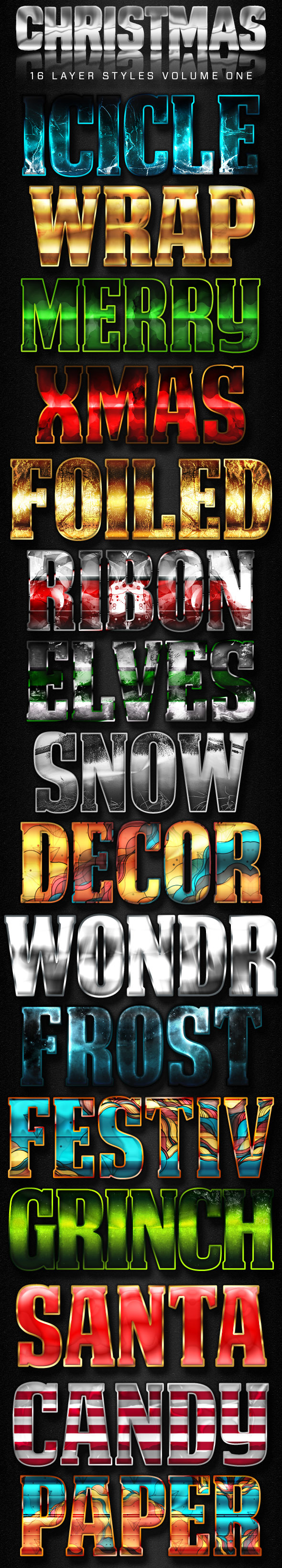16 Christmas Styles Version 1 - Text Effects Styles