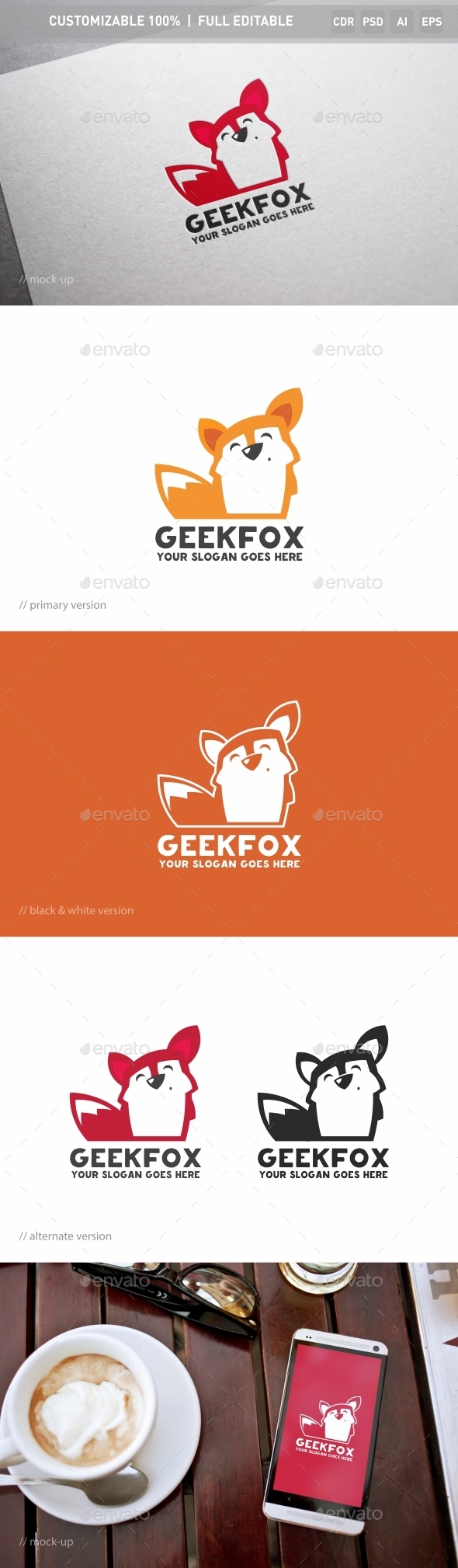 Geek Fox Logo Template - Objects Logo Templates