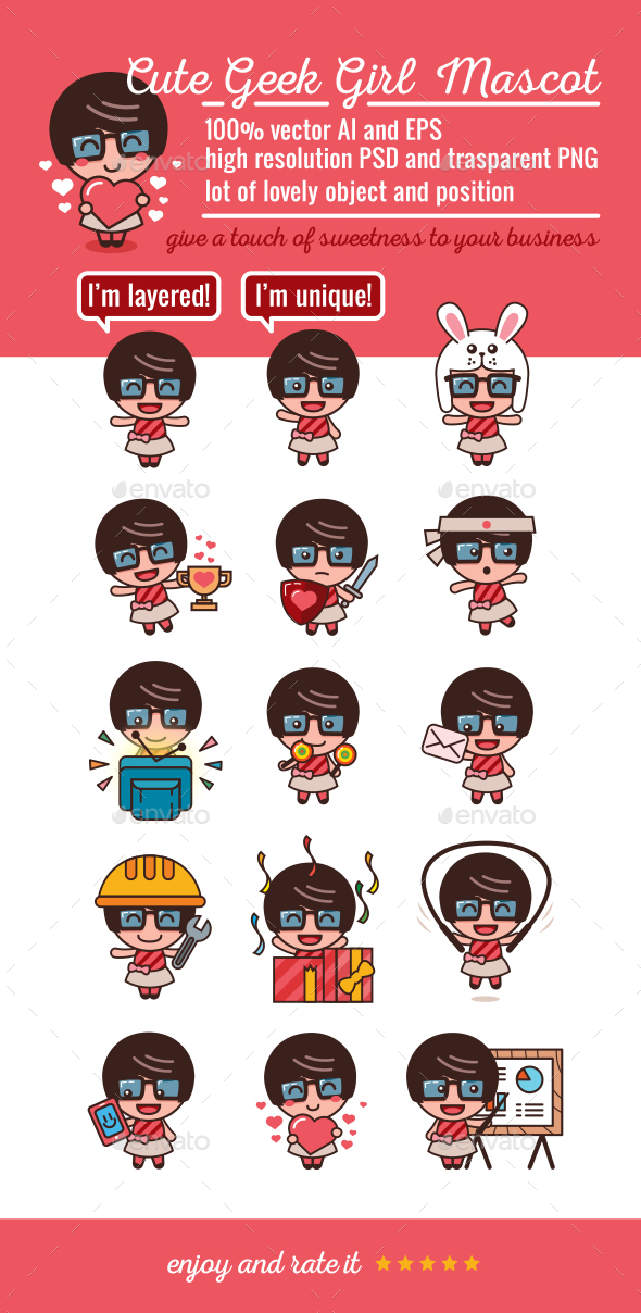 Geek Girl Mascot - People Characters