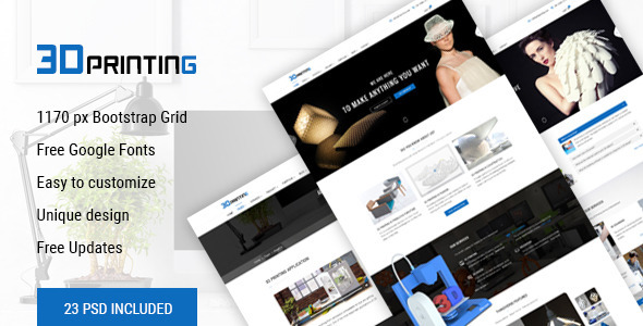 3D Printing - 3D Print & Scan Technology Template - Technology PSD Templates