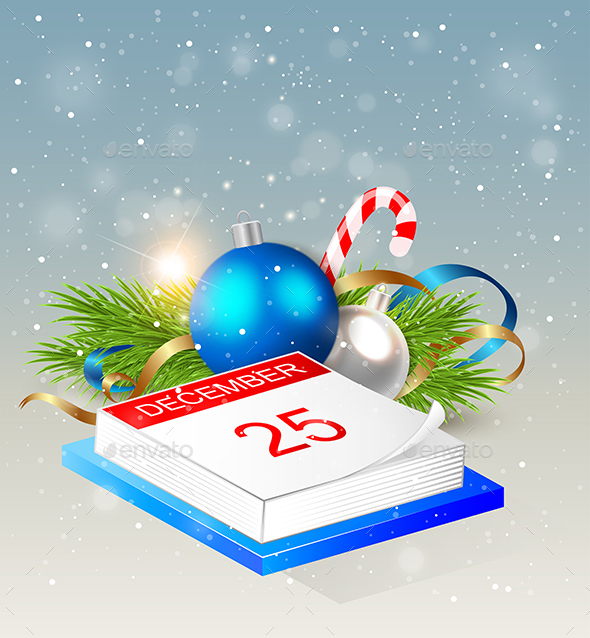 Calendar and Blue Decorations - Christmas Seasons/Holidays