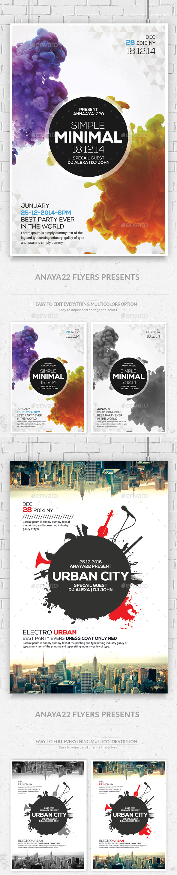 Minimal Flyers Bundle - Clubs & Parties Events