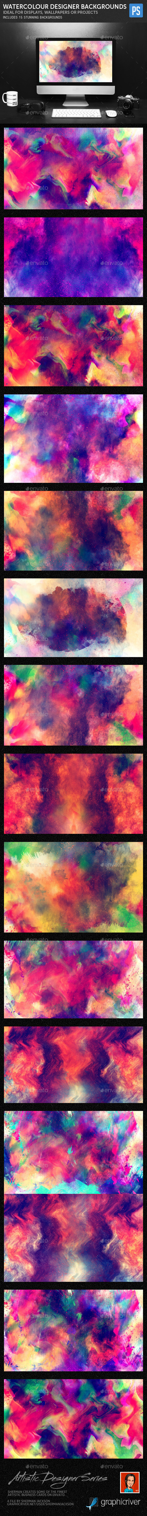 15 Watercolour Designer Artistic Backgrounds - Backgrounds Graphics