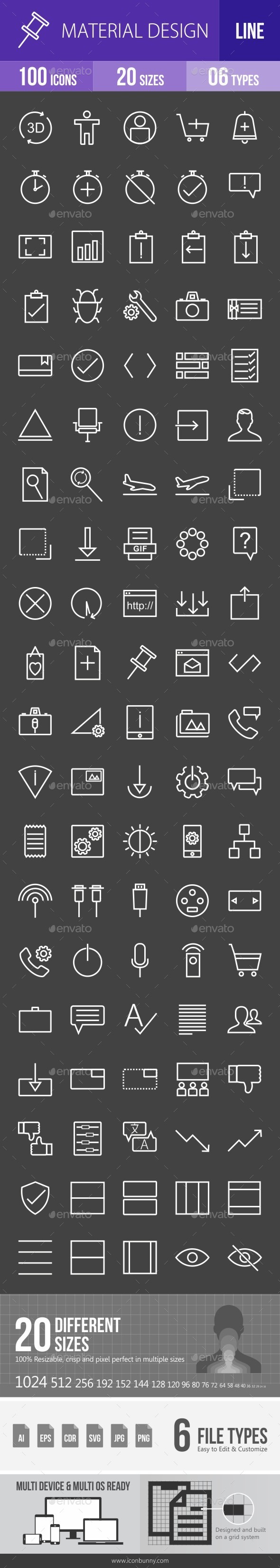 Material Design Line Inverted Icons - Icons