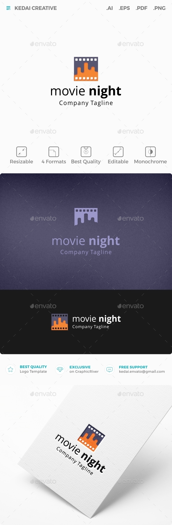 Movie Night - Symbols Logo Templates