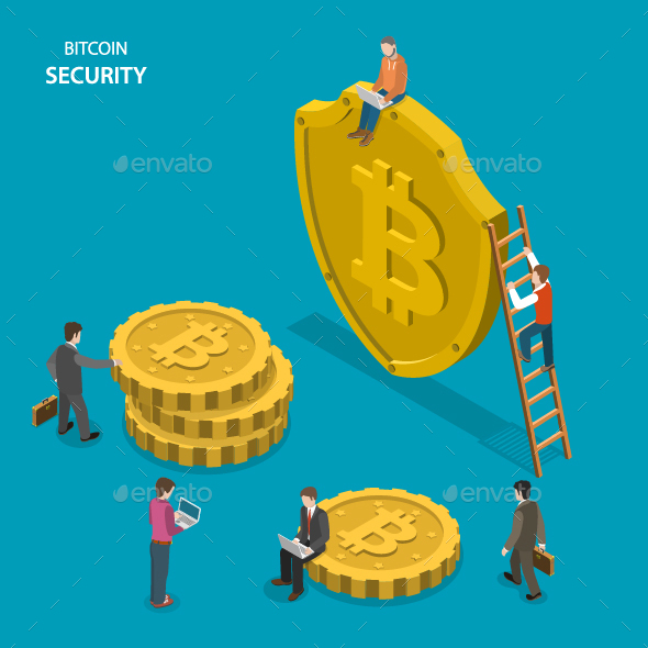Bitcoin Security Isometric Flat Vector Concept. - Concepts Business