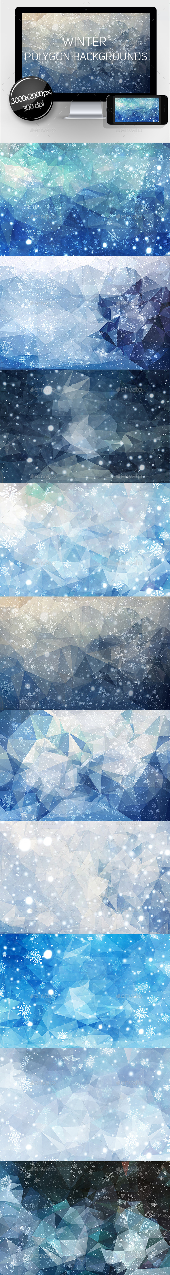 Winter Polygon Backgrounds - Abstract Backgrounds