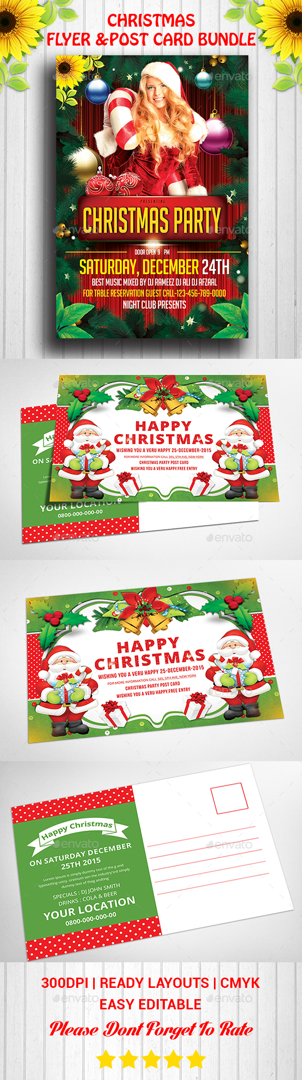 Christmas Flyer & Post Card Bundle - Events Flyers