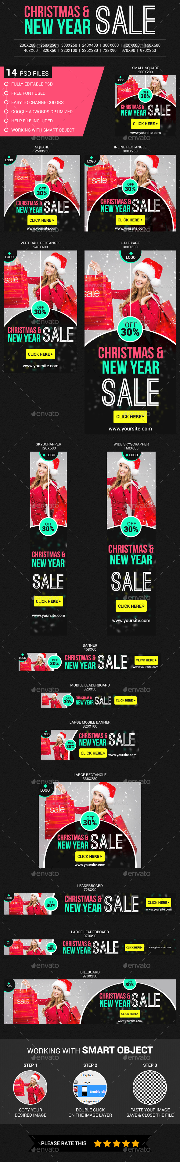 Christmas & New Year Sale - Banners & Ads Web Elements