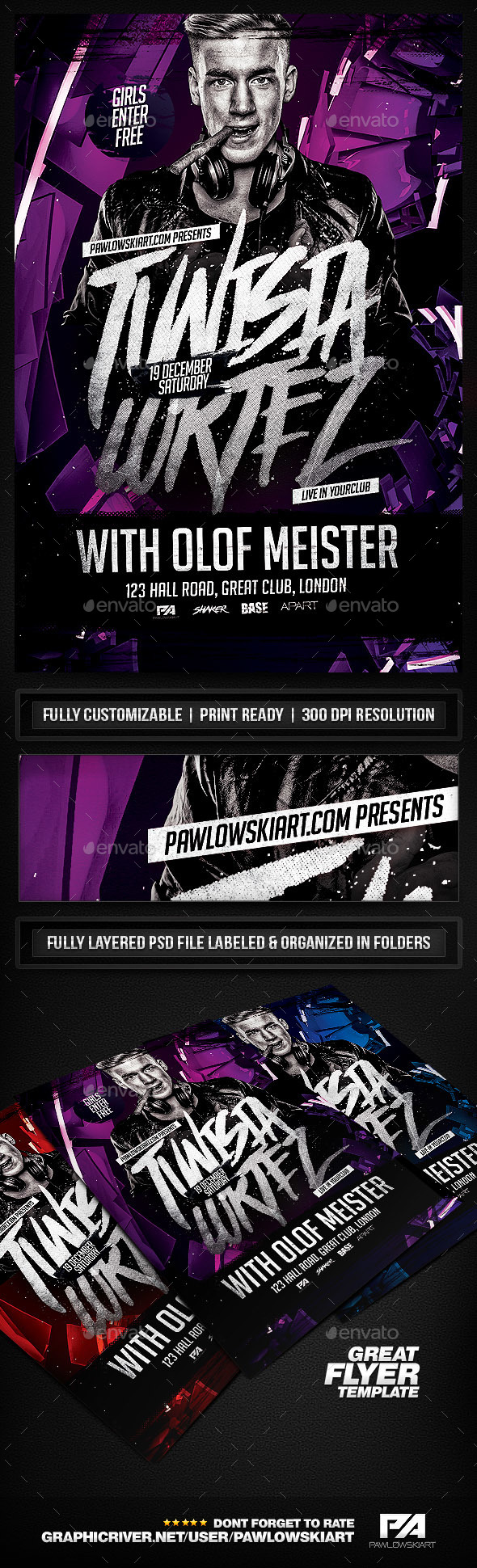 Electro DJ Concert Flyer Template - Clubs & Parties Events