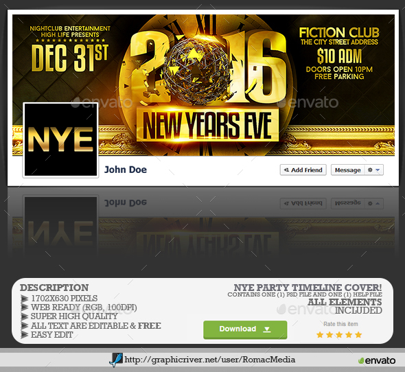 Gold NYE Party Facebook Timeline Cover - Facebook Timeline Covers Social Media