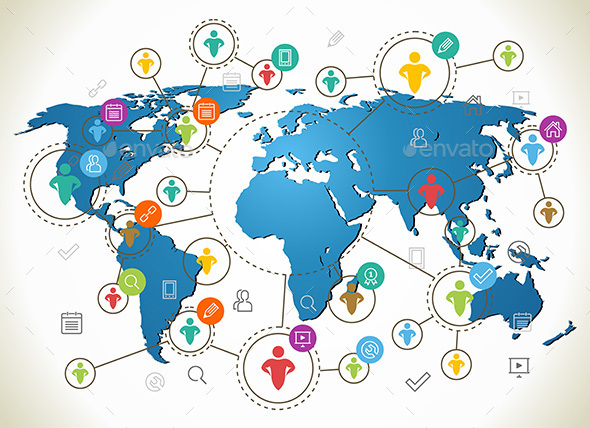 Social Network. Various shapes sparkling Pictogram - Media Technology