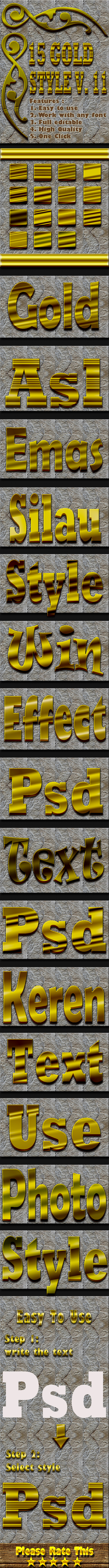 15 Gold Text Effect Style Vol 11 - Styles Photoshop