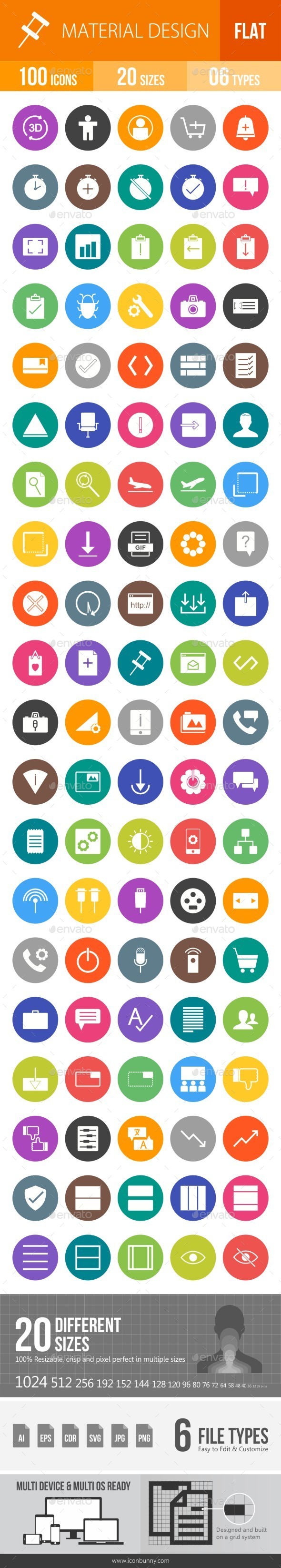 Material Design Flat Round Icons - Icons