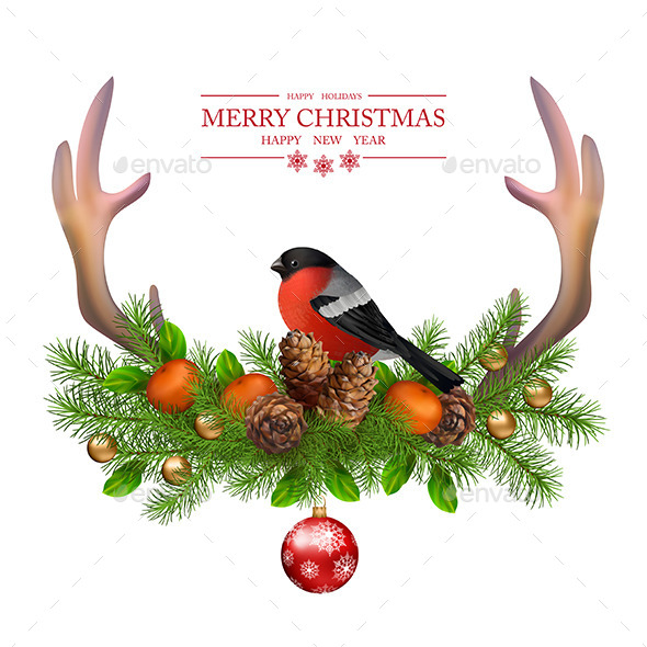 Merry Christmas Vector Greeting Card - Christmas Seasons/Holidays