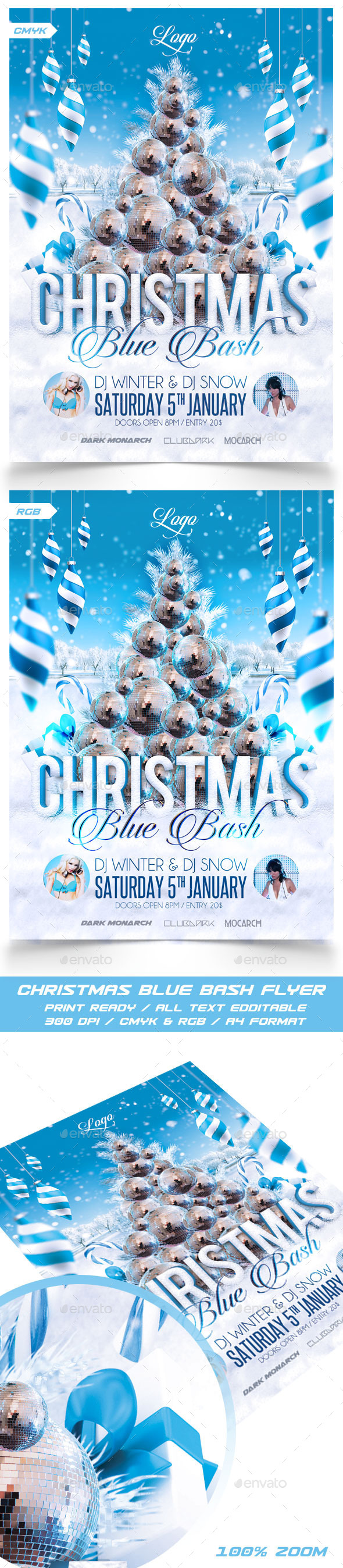 Christmas Blue Bash Party Flyer - Events Flyers