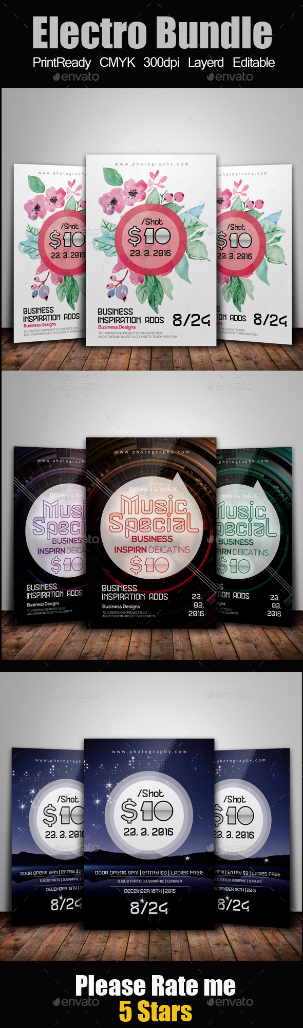 Abstract Flyer Template Bundle - Clubs & Parties Events