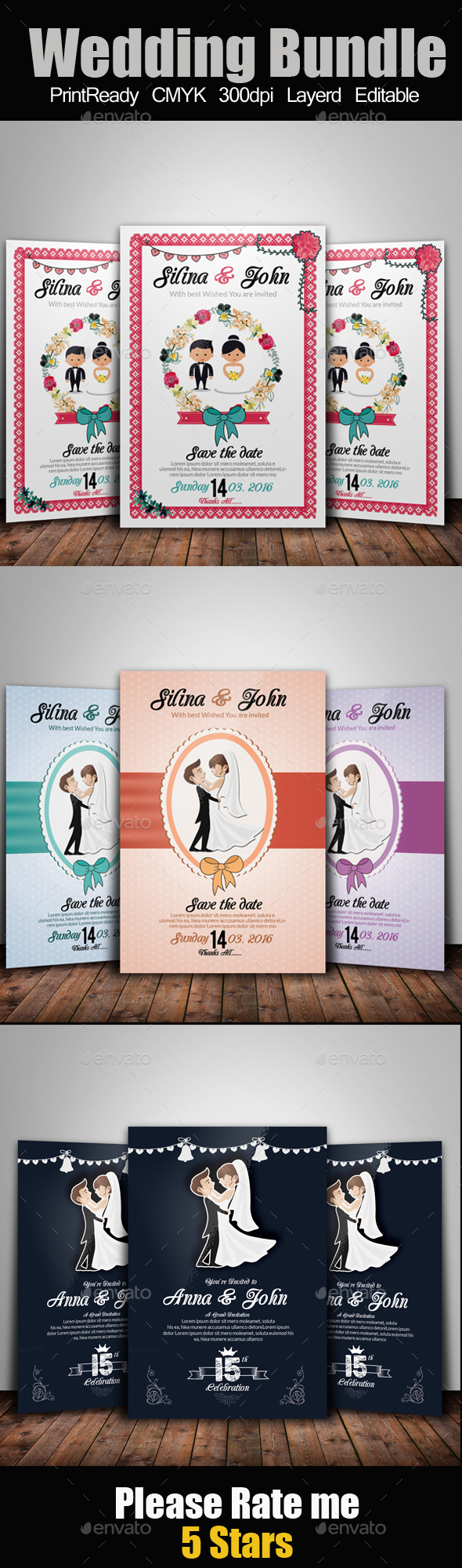 Wedding Flyer Template Bundle - Weddings Cards & Invites