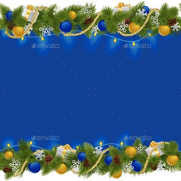 Sapphirine Christmas Border with Garland - Christmas Seasons/Holidays