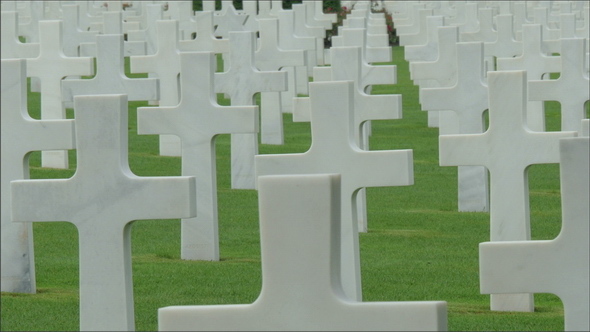 The Normandy American Cemetery with Lots of White  alt