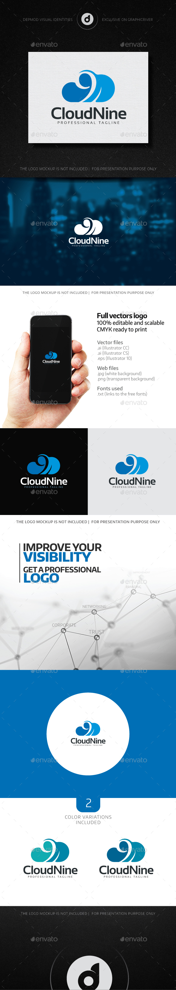 Cloud Nine Logo - Numbers Logo Templates