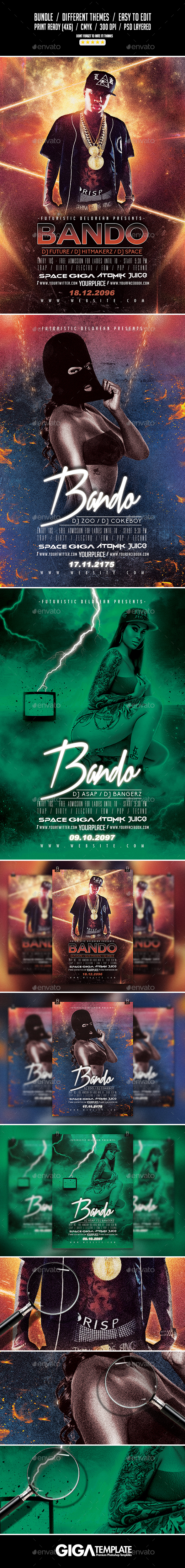Bando Bundle | 3 Urban Hip-Hop Flyer Templates - Events Flyers