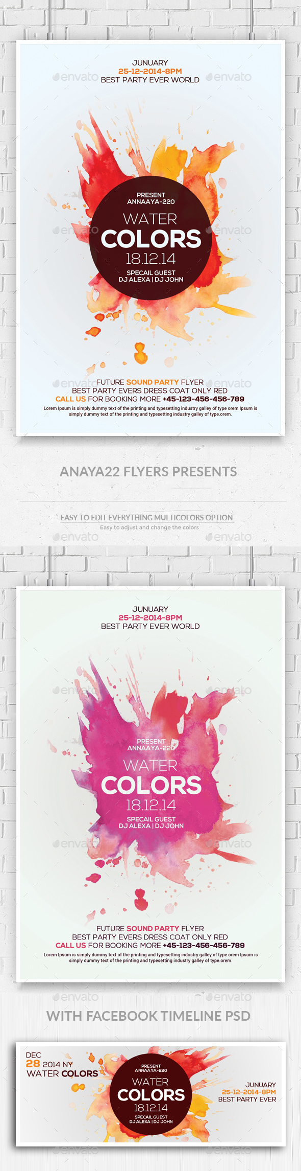 Colorphonic Flyer with Facebook Timeline - Clubs & Parties Events