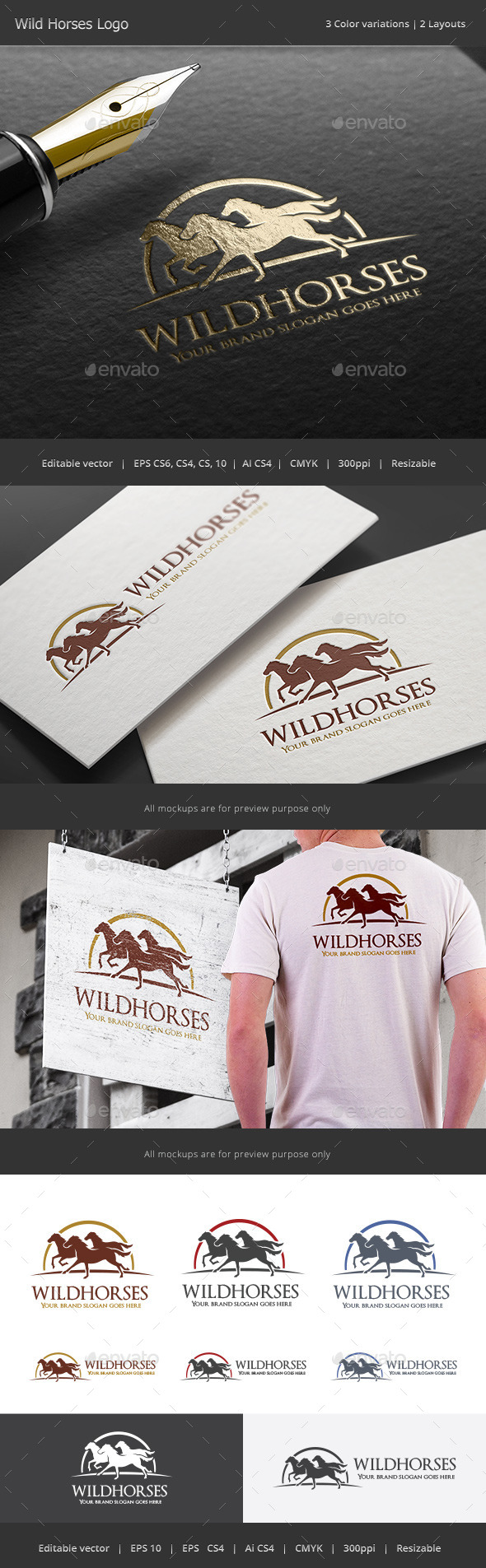 Wild Horses Logo - Animals Logo Templates