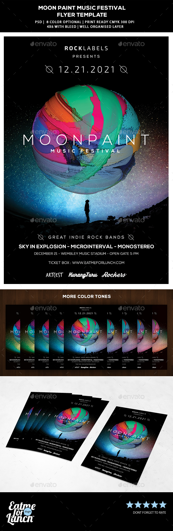 Abstract Music Festival Flyer - Moon Paint - Concerts Events