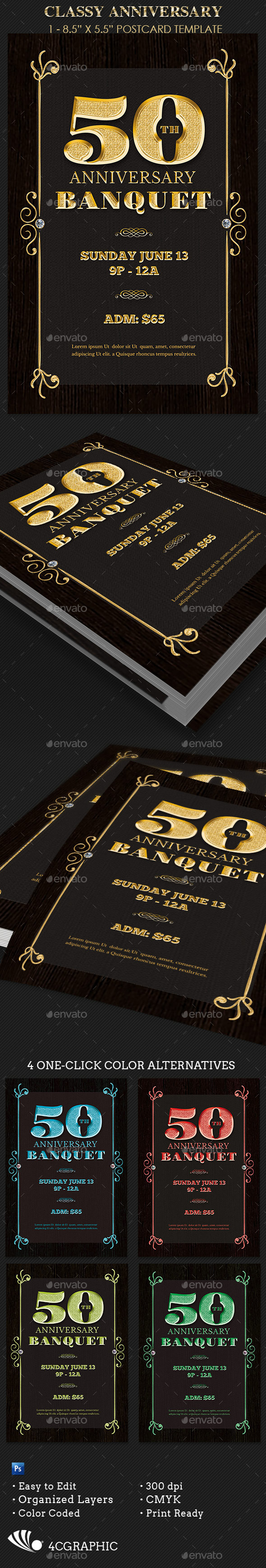 Golden Anniversary Banquet Flyer Template - Events Flyers