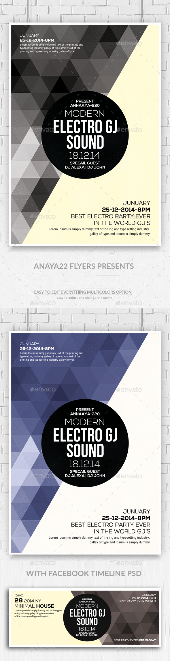 Geometric Flyer with Facebook Timeline - Clubs & Parties Events
