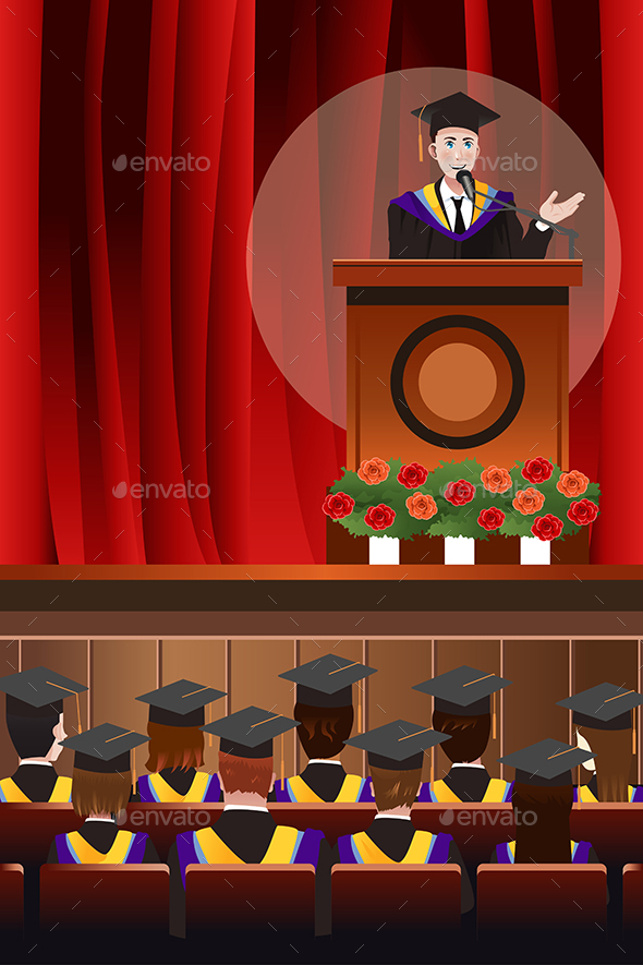 Graduating Man Giving a Speech - People Characters