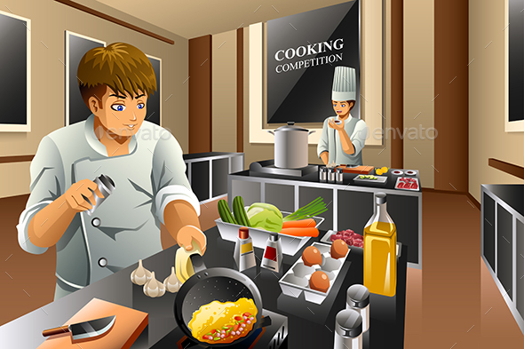 Chef in Cooking Competition - People Characters