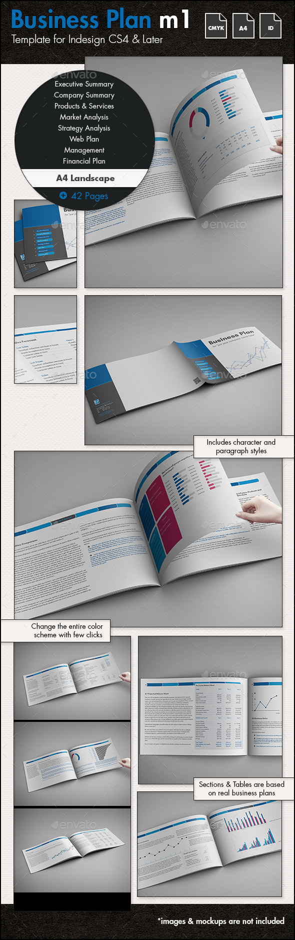 Business Plan Template m1 - A4 Landscape - Proposals & Invoices Stationery