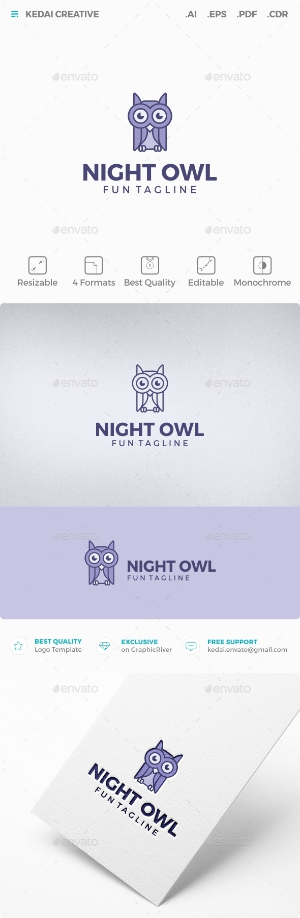 Night Owl - Animals Logo Templates