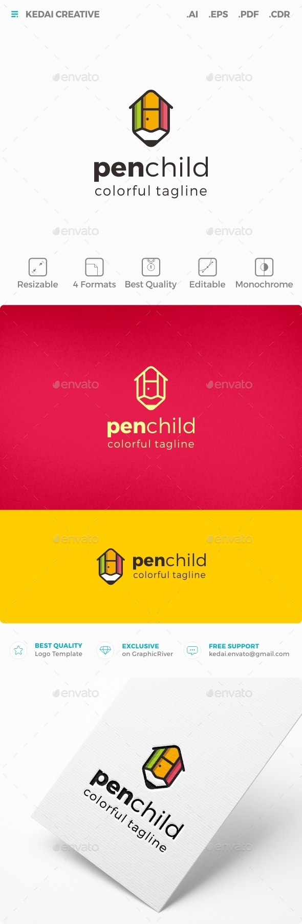 Pen Child - Symbols Logo Templates