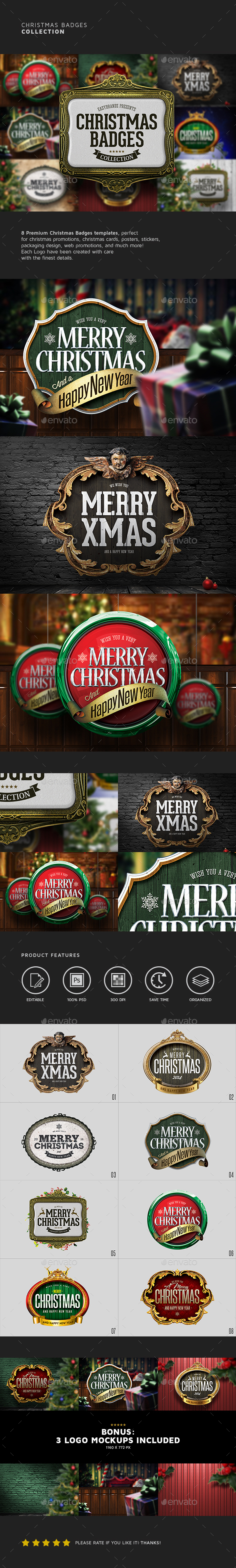 Christmas Badges Collection - Badges & Stickers Web Elements