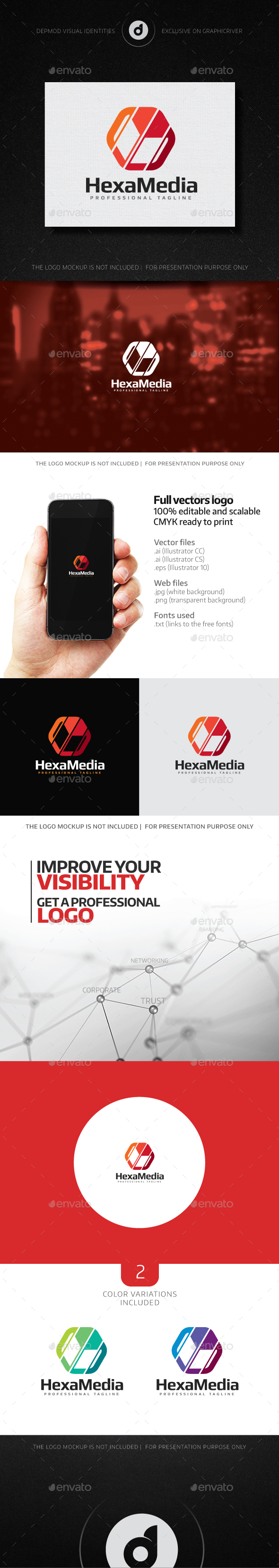 HexaMedia Logo - Abstract Logo Templates