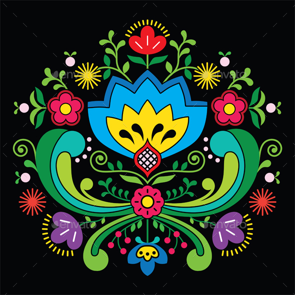Norwegian folk art Bunad pattern - Rosemaling style - Backgrounds Decorative