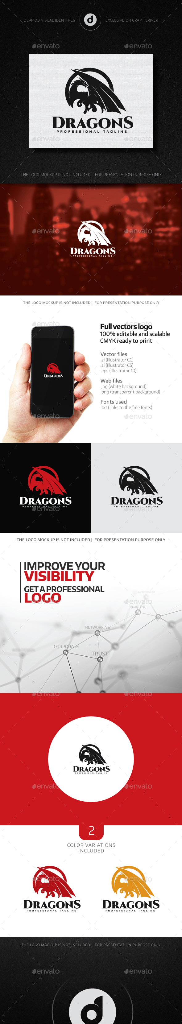 Dragons Logo - Animals Logo Templates