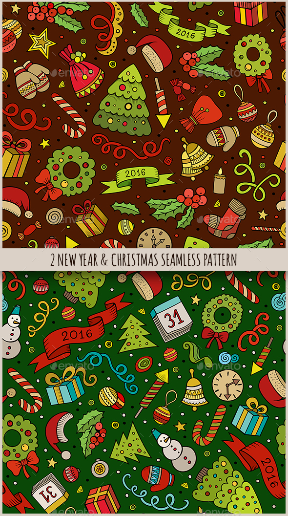 2 New Year Seamless Patterns - Seasons/Holidays Conceptual