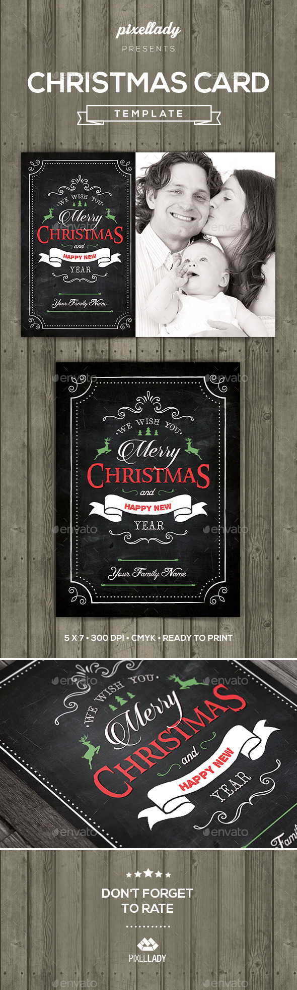 Christmas Chalkboard Greeting Card - Holiday Greeting Cards