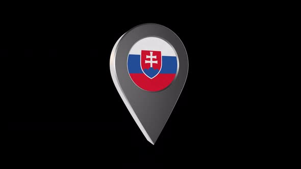 3d Animation Map Pointer With Slovakia Flag With Alpha Channel - 2K alt
