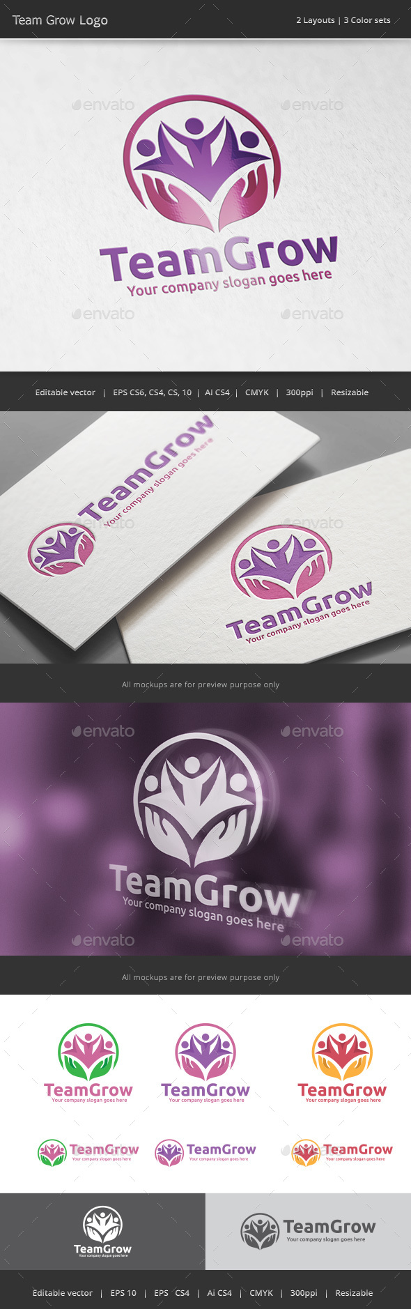 Team Grow People Logo - Vector Abstract