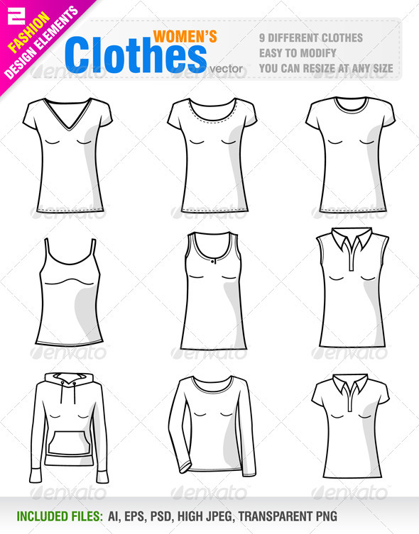 Women's Clothes - Objects Vectors