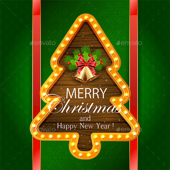 Christmas Banner with Bells on Green Background - Christmas Seasons/Holidays