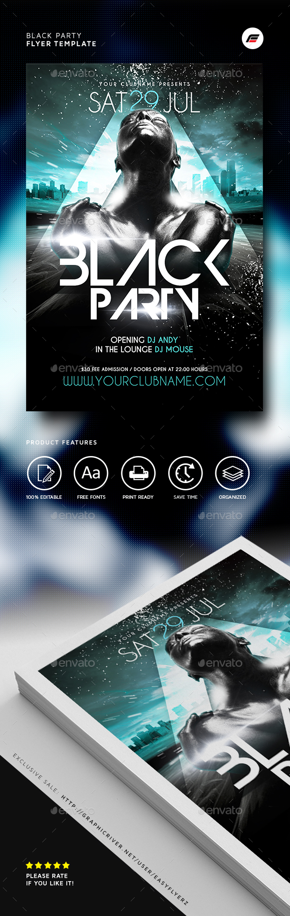Black Party Flyer Template - Events Flyers