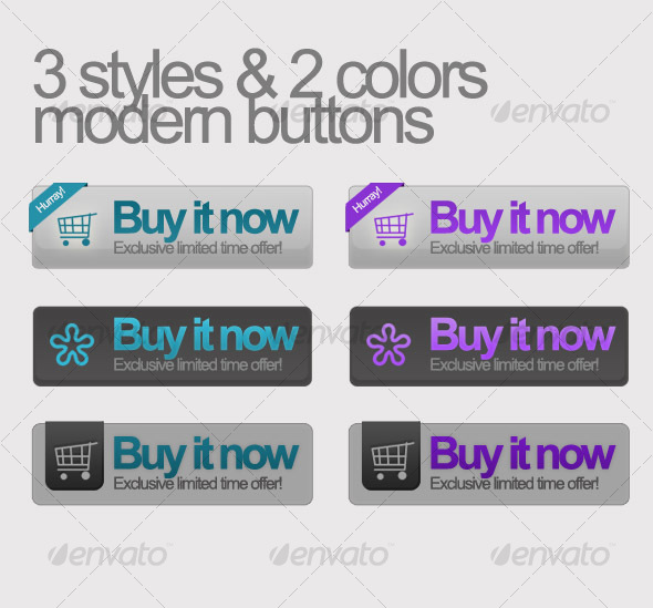 Buy it now buttons 3 styles w/ 2 colors - Buttons Web Elements